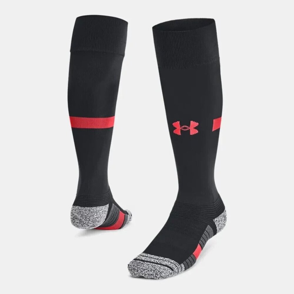 🔥Under Armour Magnetico Pocket Soccer Over The Calf Socks Black Red 8.5-13 $30